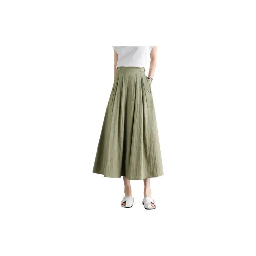 SENTUBILA Casual Long Skirts Women's Gray Green