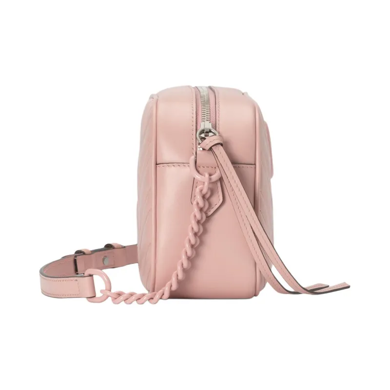 GUCCI GG Marmont Leather Crossbody Bag Shoulder Bag Small Size Women's Pink-2