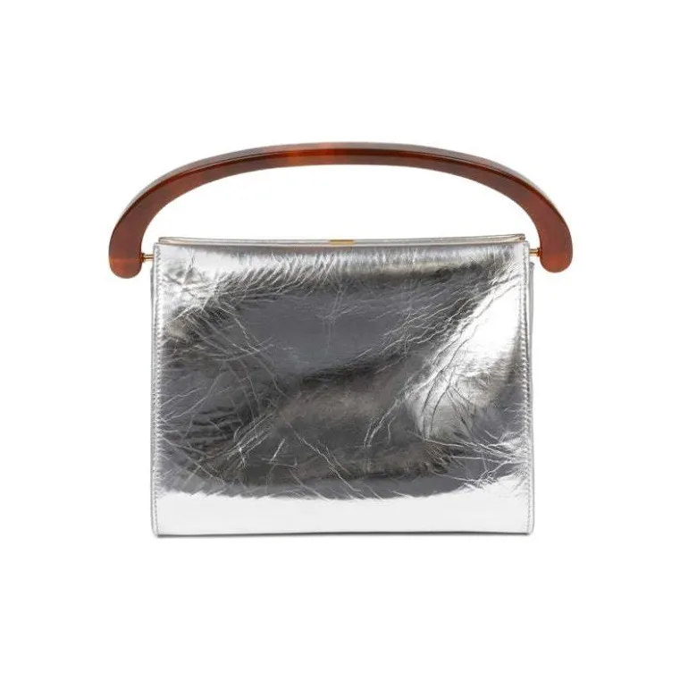 DRIES VAN NOTEN Leather Shoulder Bag Crossbody Bag Handbag Women's Silver-2