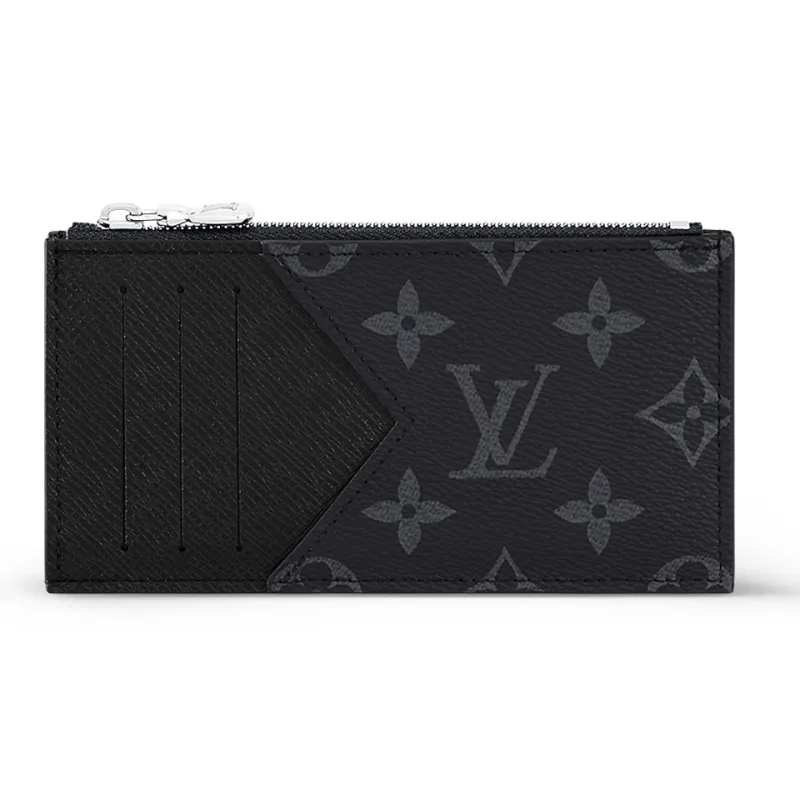 LOUIS VUITTON Coin Card Holder Monogram Eclipse Taiga Black-0