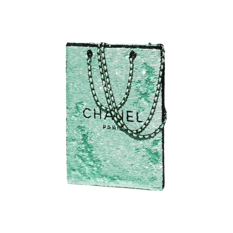 CHANEL Sequins Handbag, Shoulder Bag Regular Women's Green & Black-2