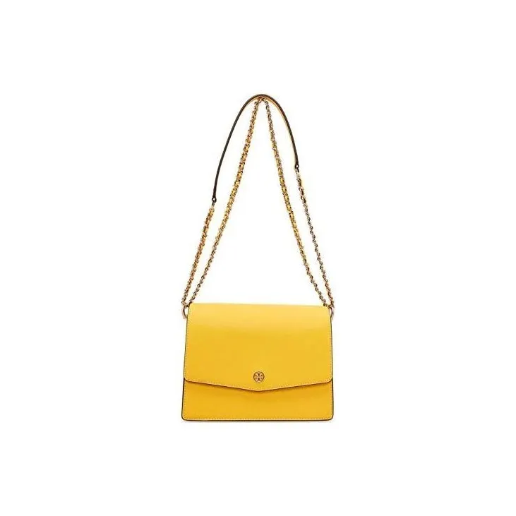 TORY BURCH Robinson Fabric With Leather Handbag, Shoulder Bag, Crossbody Bag Women's Yellow-2
