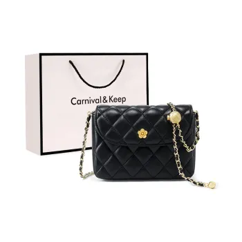 Carnival Keep Cow Leather Small Square Bag Crossbody Bags Small Size Women's Black