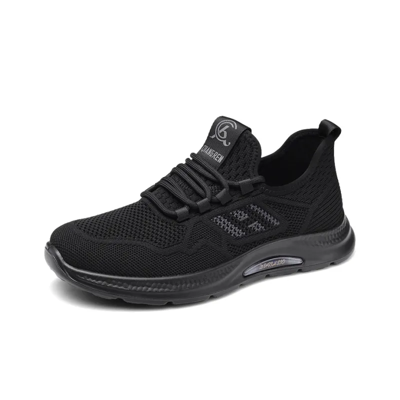 Strongman 3515 Men's Shoes Flyknit Athletic Shoes Men's Versatile Black Shoes Breathable-1