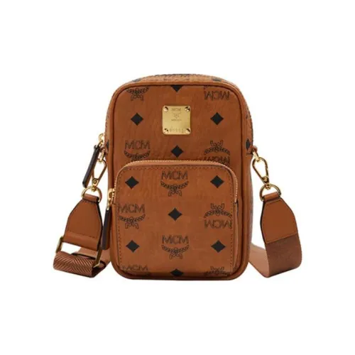 MCM Tech Crossbody Visetos Mini Cognac