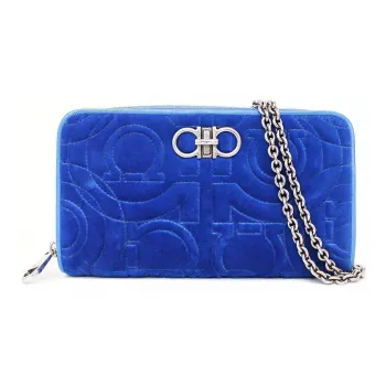 FERRAGAMO Velvet Crossbody Bag, Shoulder Bag Women's Royal Blue
