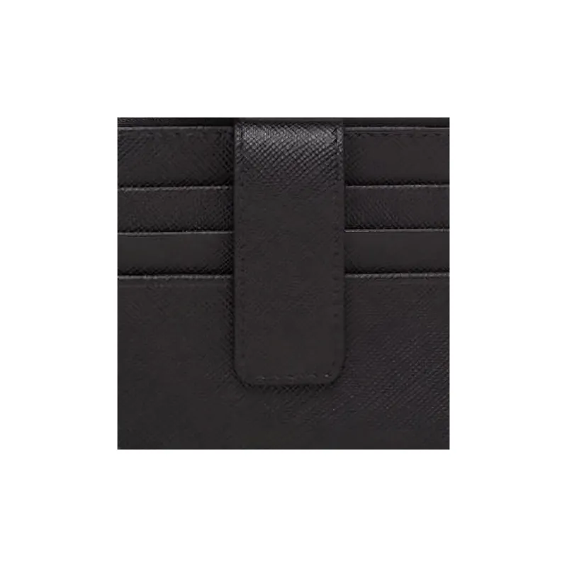 PRADA Saffiano Leather Wallet Card Clip Card Holder Women's Black-4