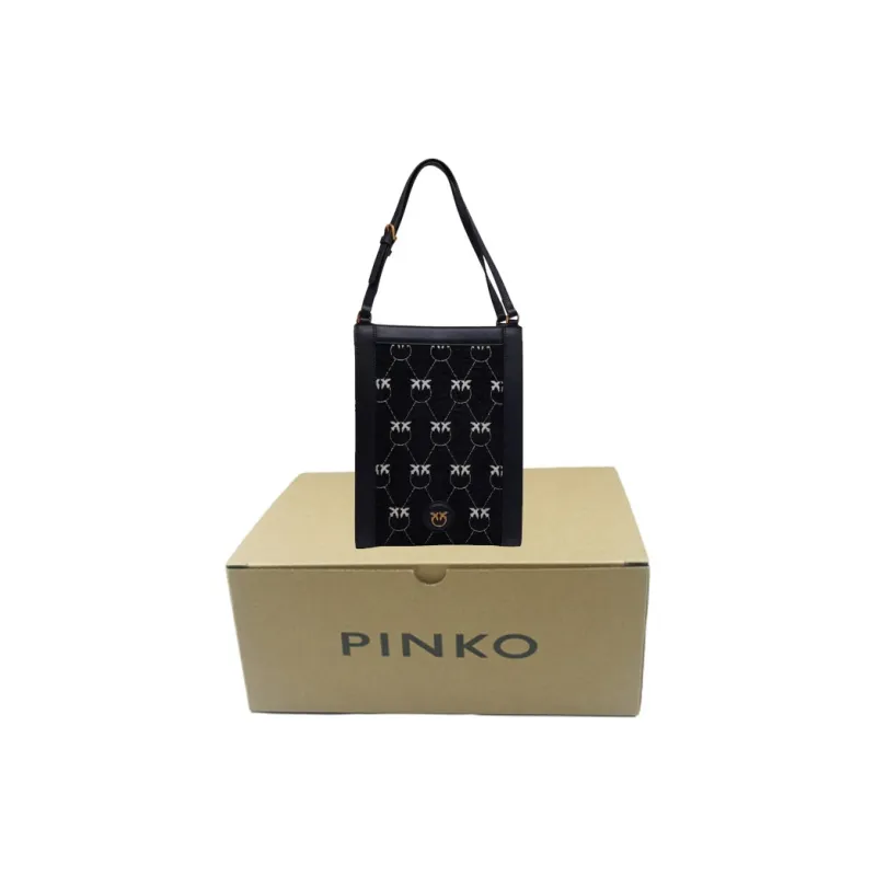 PINKO Leather Tote Bag, Shopping Bag, Shoulder Bag, Handbag Mini Women's Black-8