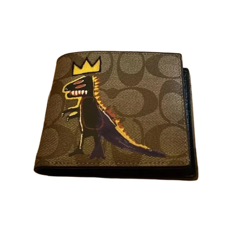 COACH Basquiat Collaboration 3 IN 1 Wallet Canvas With Leather 3 in 1 Card Holder Wallet Men's Brown-4
