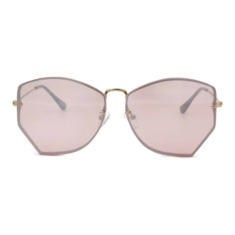 Pair Ponyo Metal Irregular Shape Sunglasses Unisex Gold-1
