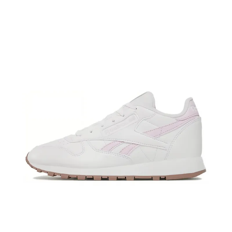 Reebok Classic Leather Anti-Slip Wear-Resistant Low-Top Skateboard Shoes Unisex White Purple-0