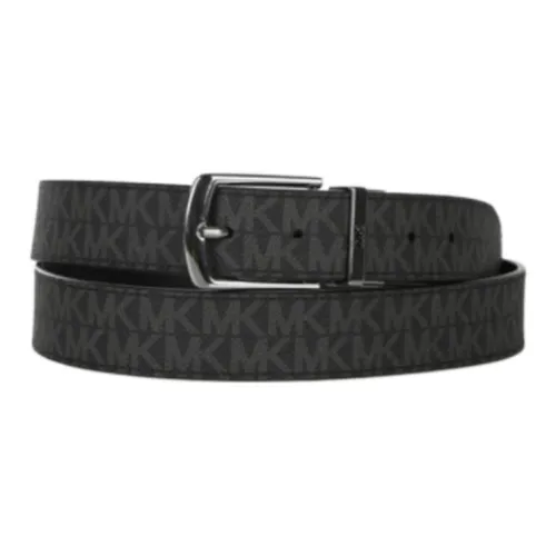 MICHAEL KORS Letter Print Decoration Pin Buckle Leather Belts Men's Black