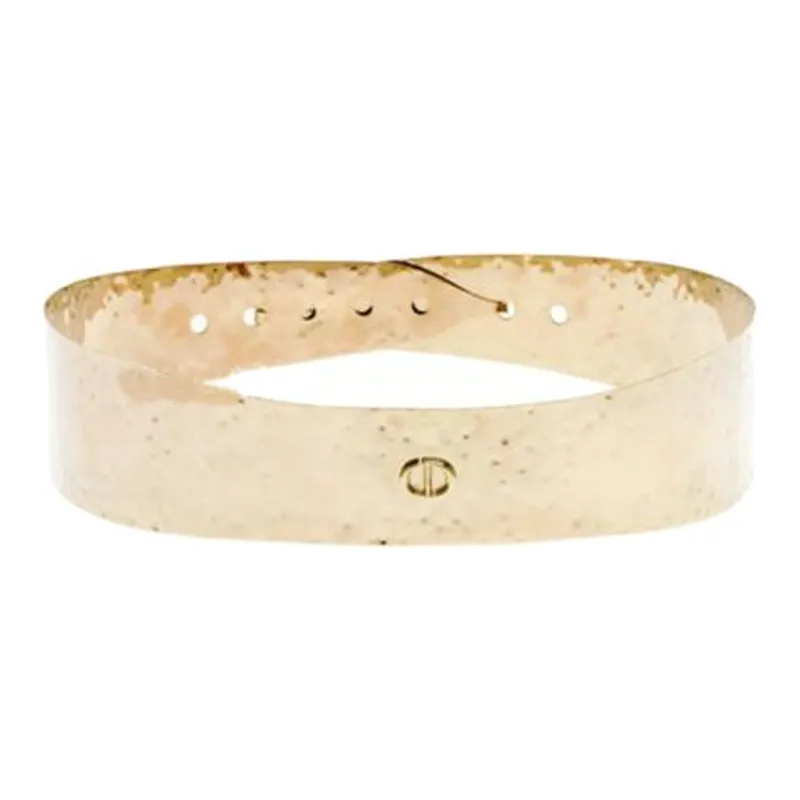 DIOR Solid Color Design Smooth Buckle Leather Belts Women's Gold-0