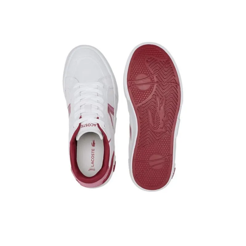 LACOSTE Low Top Skateboard Shoes Women's White Red-4