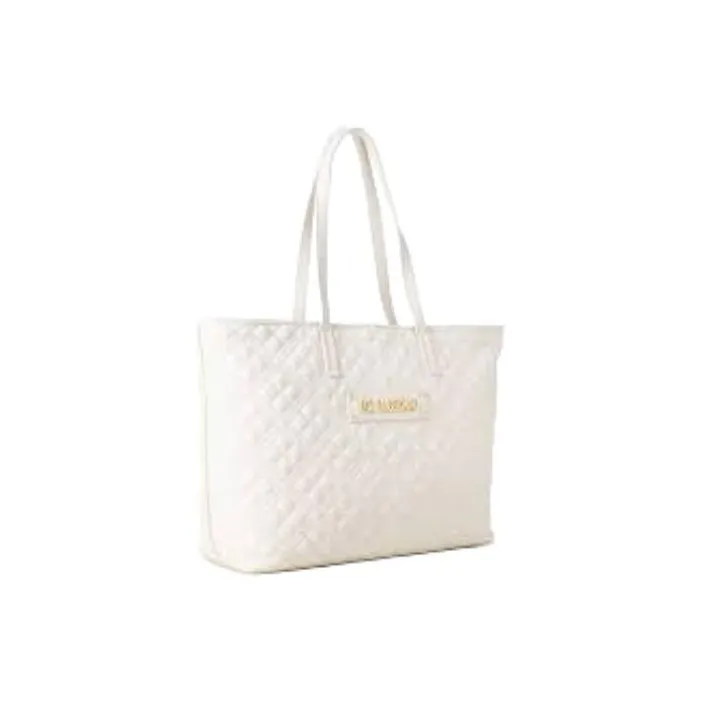 LOVE MOSCHINO Polyurethane Tote Bag, Shopping Bag, Shoulder Bag, Handbag Women's Ivory White-2