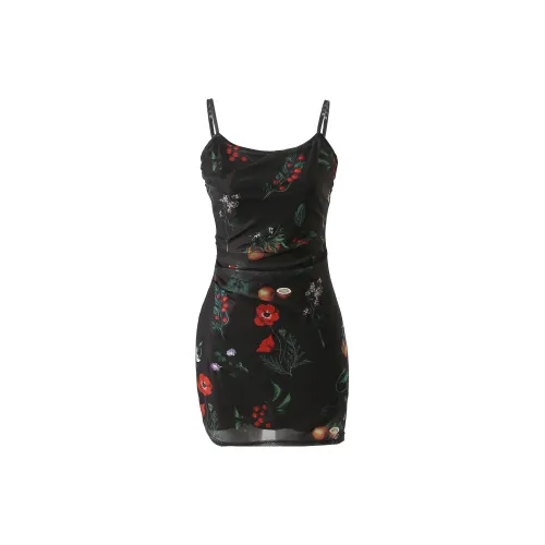 Udon House Slip Dresses Women's Black Cropped