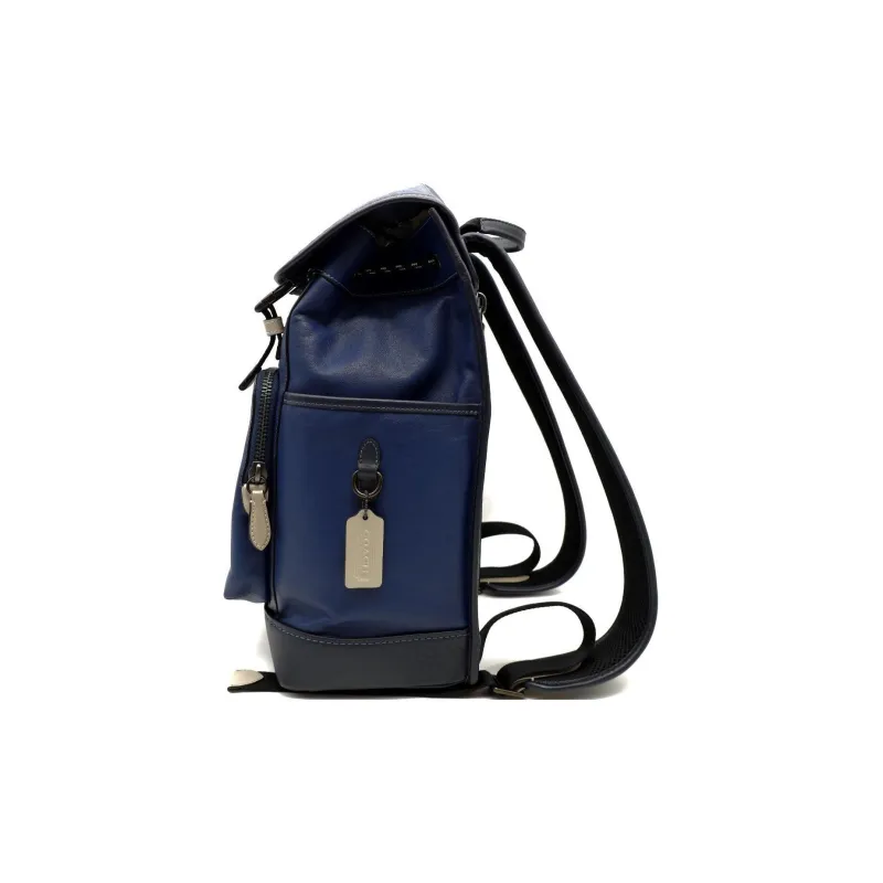COACH Canvas With Leather Backpack Large Size Men's Black Copper & Dark Blue-2