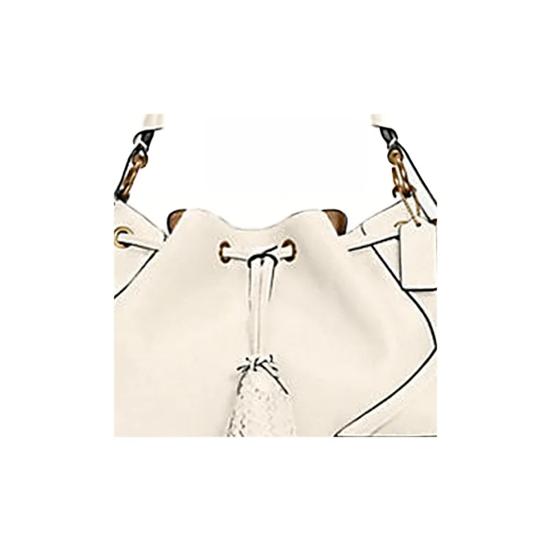 COACH Everly Leather Bucket Bag, Shoulder Bag, Crossbody Bag, Handbag Tubas Women's Chalk White-3