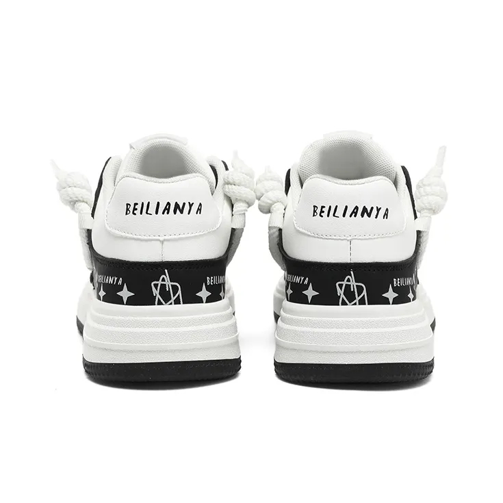 BEILIANYA Skateboard Shoes Unisex Low Top White/White Black/Moonlight Blue/Navy Blue/Mismatched/White Black All Over Print-4