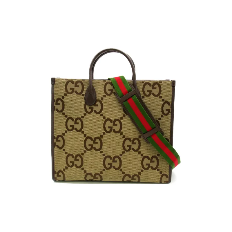 GUCCI GG Canvas Canvas Bag Tote Bag Shopping Bag Shoulder Bag Crossbody Bag Handbag Unisex Brown-0