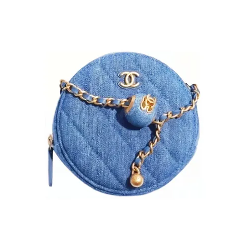 CHANEL Denim Shoulder Bag, Crossbody Bag Women's Blue