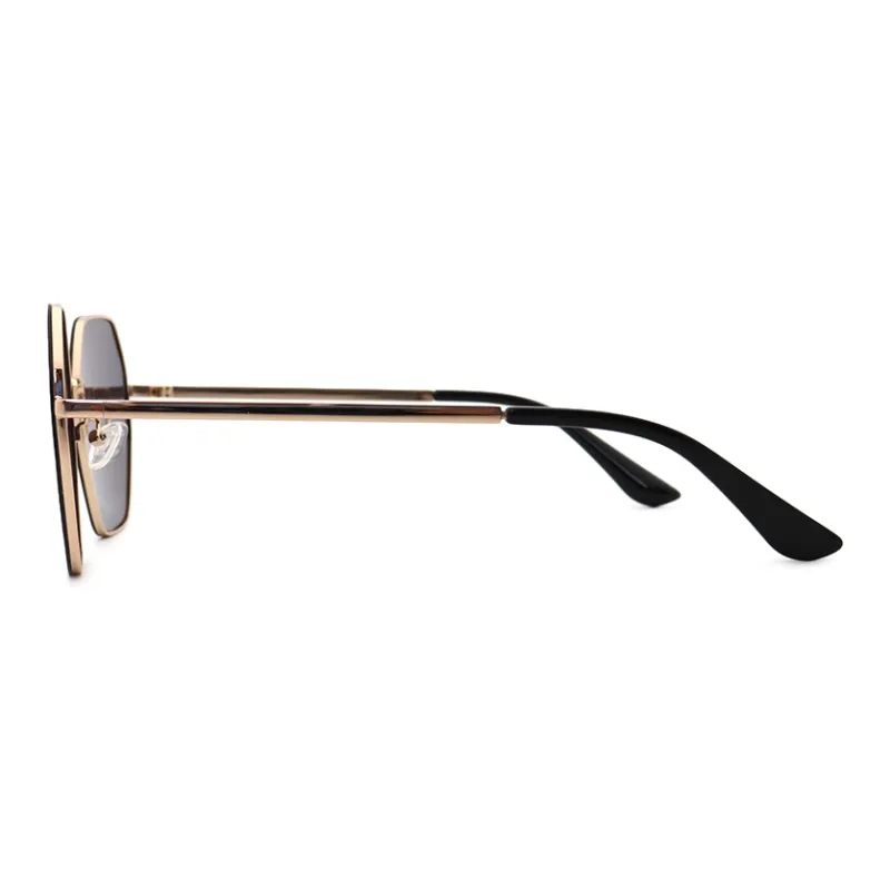 Pair Ponyo Metal Irregular Shape Decorative Sunglasses Unisex Gold-2
