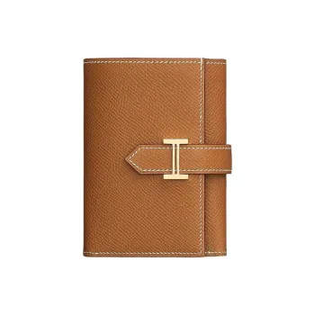 HERMES Bearn Epsom Calfskin Wallet Women's 37 Gold Gold Brown