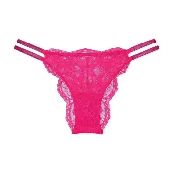 Victoria's Secret PINK/VERYSEXY Double Shine Strap Lace Brazilian Panty Underpants Women's 1 Pack Rose Red