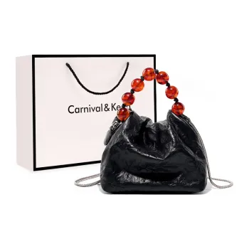 Carnival Keep Cow Leather Handheld Bag Crossbody Bag Handbag Small Size Women's Black/Gray White