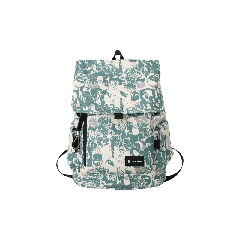KINGSONS Nylon Backpack Gray/Black/Green-6