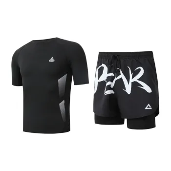 PEAK Swimming Sets Polyester Elastane Cycling Hot Spring Men's Black Green