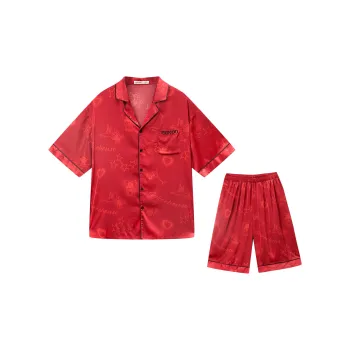 GUKOO Pajama Set Men's Good Persimmon Red