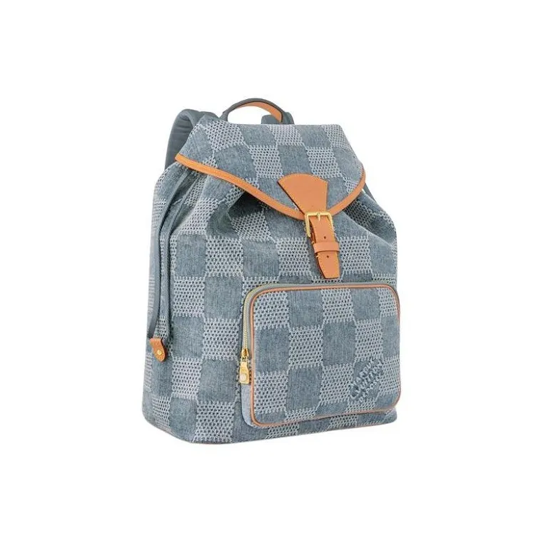 LOUIS VUITTON Montsouris Backpack Damier Denim 3D Blue Denim-1