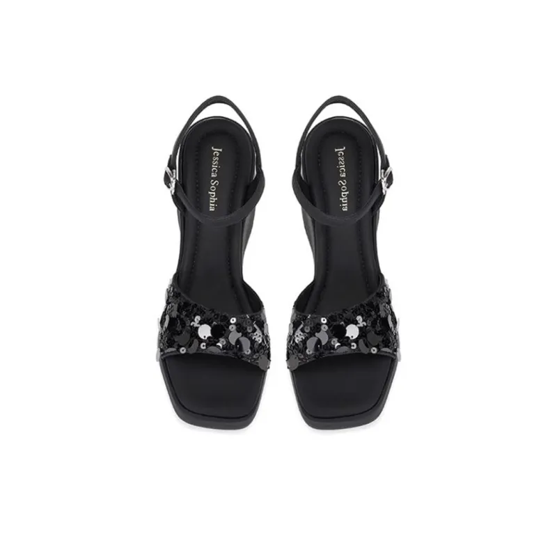 JESSICA SOPHIA One Strap Sandals 8cm Women's Black-4