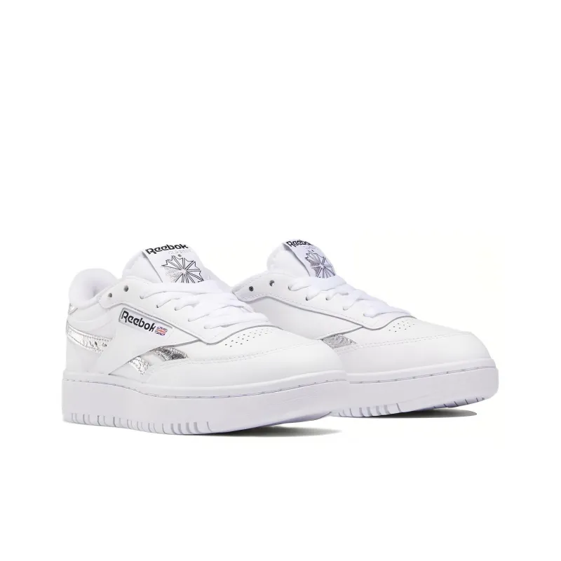 Reebok Club C Anti-Slip Wear-Resistant Low-Top Skateboard Shoes Women's White Silver-2