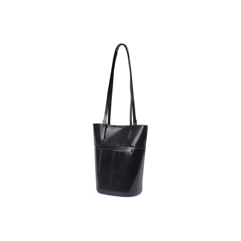 DIFENISE Synthetic Leather One Shoulder Portable Bucket Bag Regular Women's Combo Bag Black And White-2