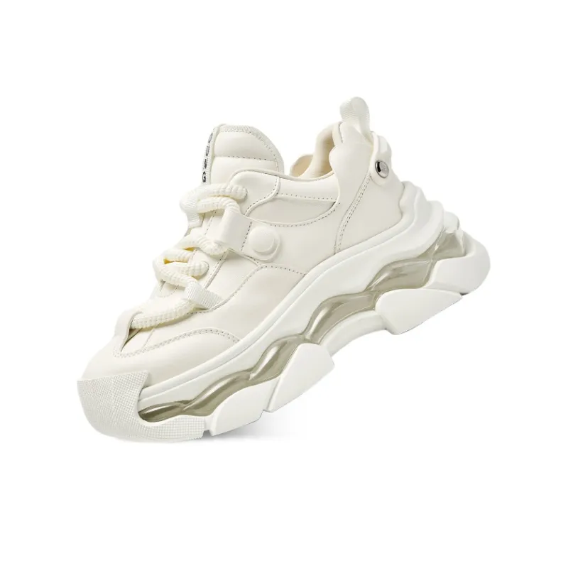 CHERYKALLY Chunky Sneakers Women's Low Top Ecru-5