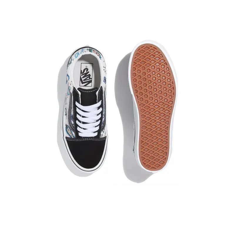 Vans Old School Slip Resistant Shock Absorbers Low Top Skateboard Shoes Unisex Black White-4