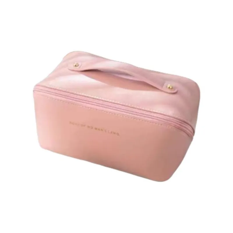 ALOENEY PU Toiletry Bag, Makeup Bag Regular Women's Milk Apricot White/Rose Pink/Classic Black-4