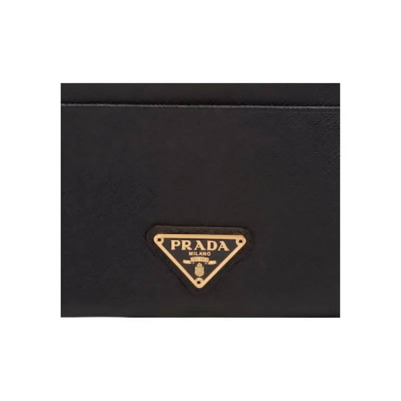 PRADA Saffiano Leather Wallet Card Clip Card Holder Women's Black-3