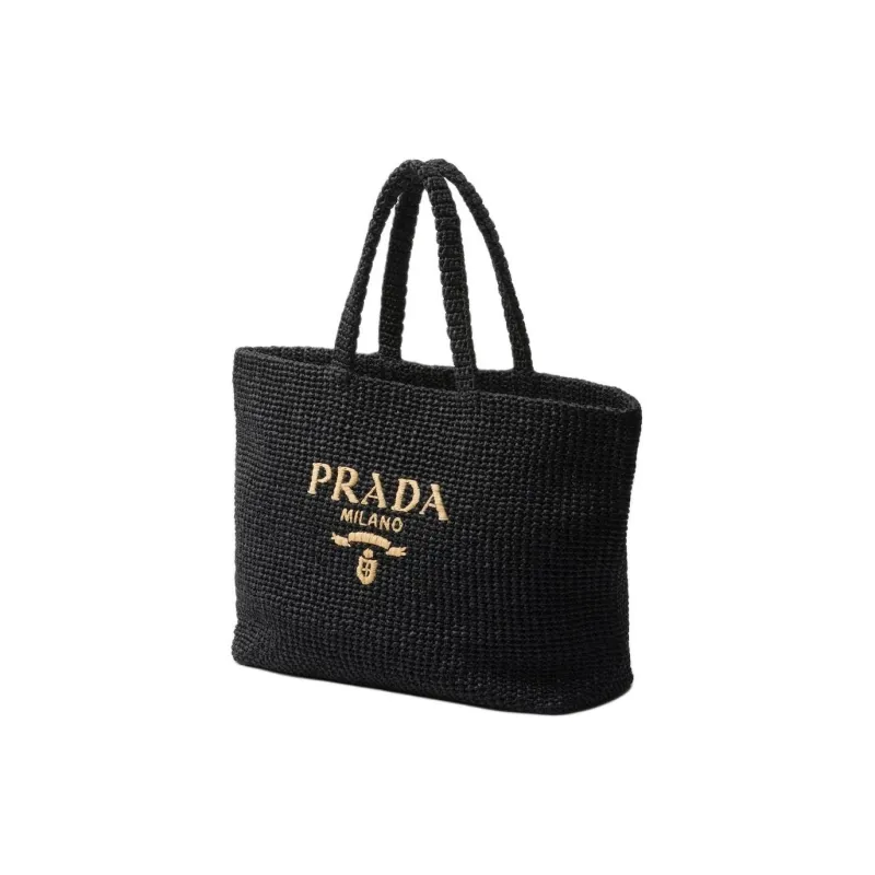 PRADA Woven Cloth Handbag Men's Black-1