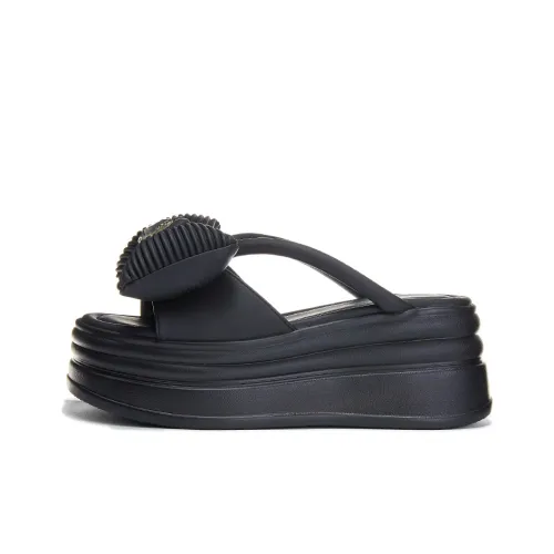 POOQ Slide Slippers Women's Black/Beige