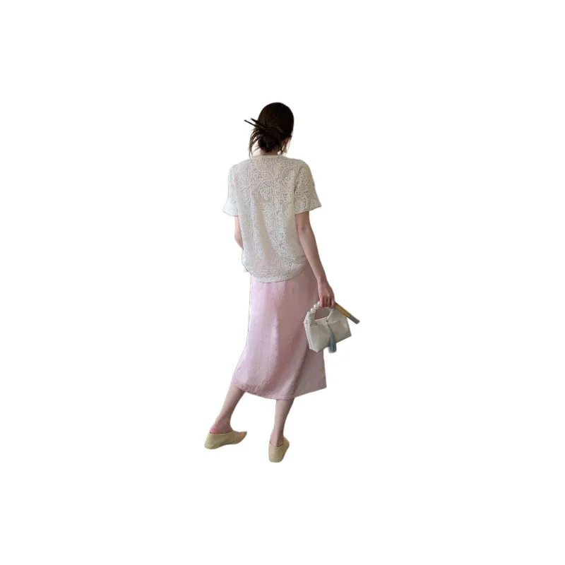 【dme】 Casual Long Skirts Women's Light Pink-1