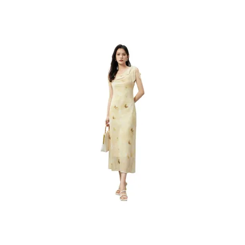 SENTUBILA Slip Dresses Women's Pear Blossom Yellow