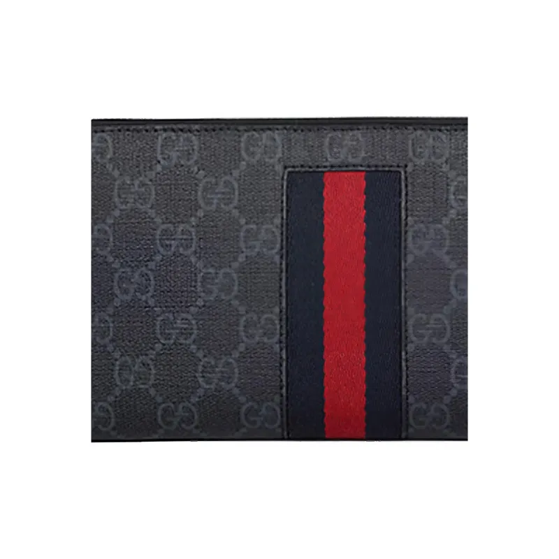 GUCCI Fabric Wallet Clutch Men's Black Gray Color-5