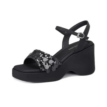 JESSICA SOPHIA Strap Sandals 8cm Women's Black