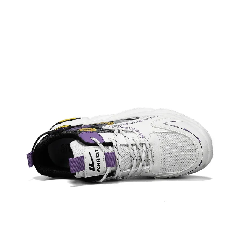 WARRIOR Chunky Sneakers Men Low Top White Black Blue/White Black Purple/White Black-11