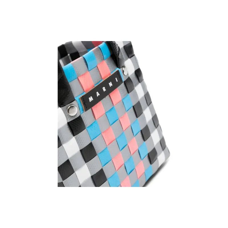 MARNI Interwoven Designed Mini Market Basket Bag-3