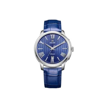 EBOHR Premium Collection Automatic Mechanical Movement Genuine Leather Strap Watch Men's Watches Blue Dial