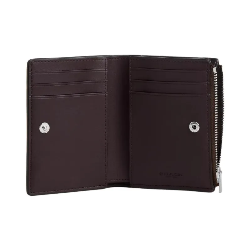 COACH Coated Canvas With Smooth Leather Wallet Mini Women's Silver & Brown & Black Multicolor-1